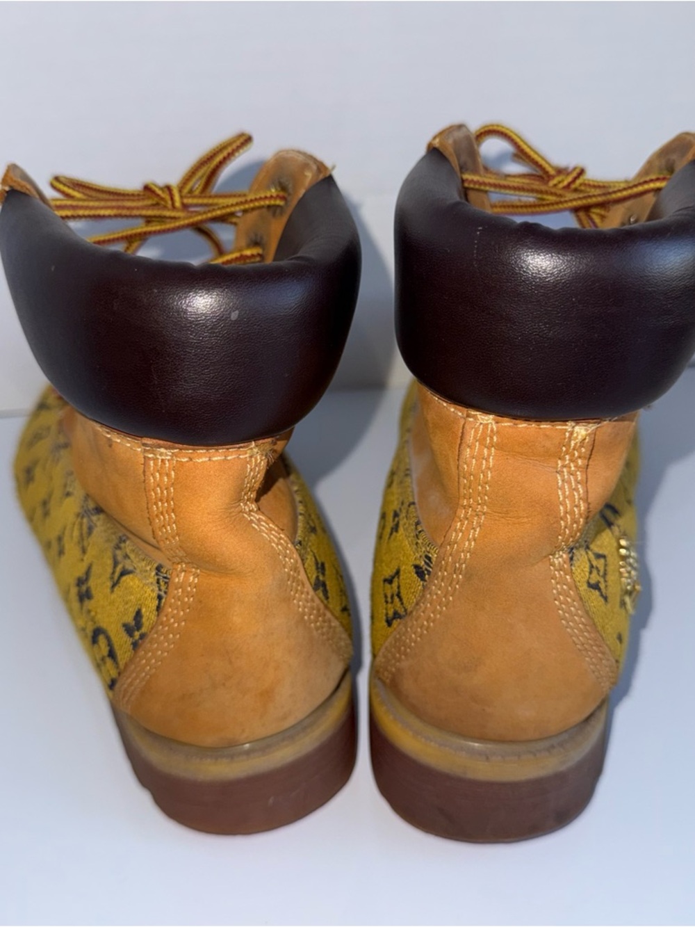 TIMBERLAND monogram collab leather high rise lace up streetwear boots 8M - Picture 3 of 9